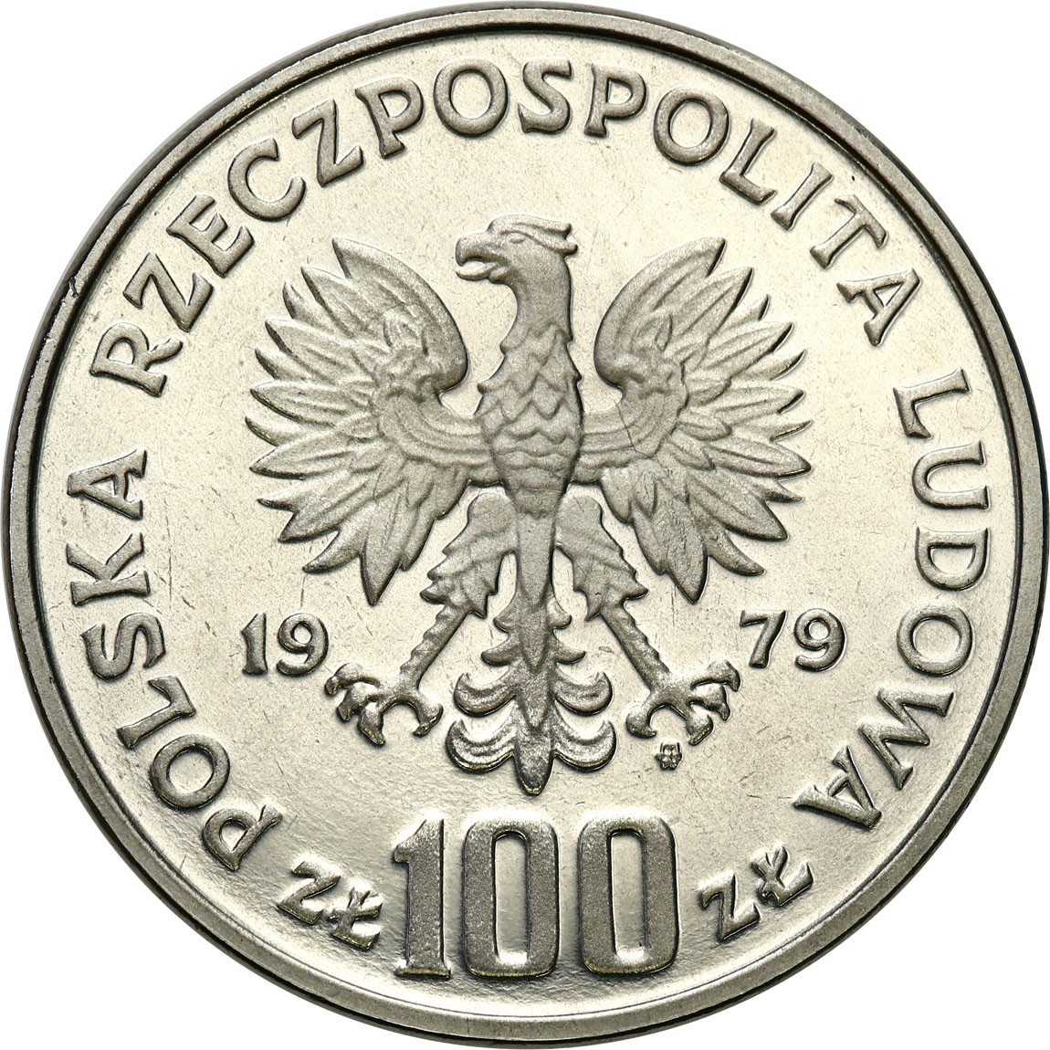 PRL. PRÓBA Nikiel 100 złotych 1979 - Ryś- RZADKOŚĆ